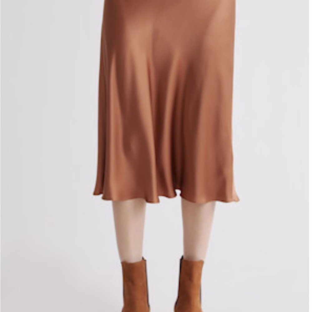 NWOT - Quince 100% Washable Silk Midi Skirt – Copper – Size Small